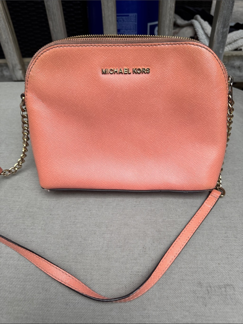 Michael Kors Coral-Peach Crossbody with Gold Hardware
